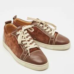 مملوكة مسبقًا Christian Louboutin Brown Leather and Suede Louis Junior Sneakers Size 43