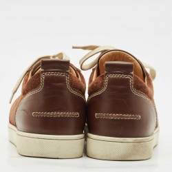 مملوكة مسبقًا Christian Louboutin Brown Leather and Suede Louis Junior Sneakers Size 43