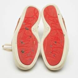 مملوكة مسبقًا Christian Louboutin Brown Leather and Suede Louis Junior Sneakers Size 43