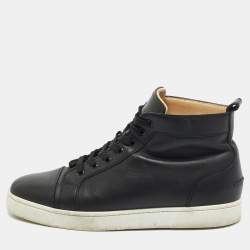 Christian Louboutin Black Leather Louis High Top Sneakers Size 42.5