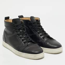 Christian Louboutin Black Leather Louis High Top Sneakers Size 42.5