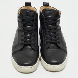 Christian Louboutin Black Leather Louis High Top Sneakers Size 42.5