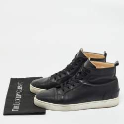 Christian Louboutin Black Leather Louis High Top Sneakers Size 42.5