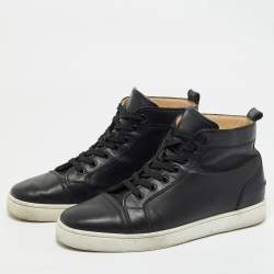 Christian Louboutin Black Leather Louis High Top Sneakers Size 42.5
