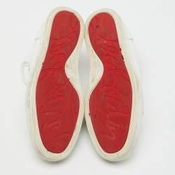 Christian Louboutin White Leather Louis Junior Low Top Sneakers Size 45