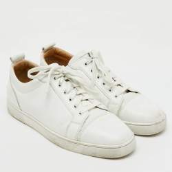 Christian Louboutin White Leather Louis Junior Low Top Sneakers Size 45