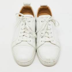 Christian Louboutin White Leather Louis Junior Low Top Sneakers Size 45
