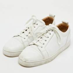 Christian Louboutin White Leather Louis Junior Low Top Sneakers Size 45