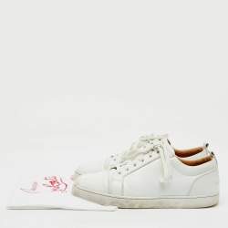 Christian Louboutin White Leather Louis Junior Low Top Sneakers Size 45