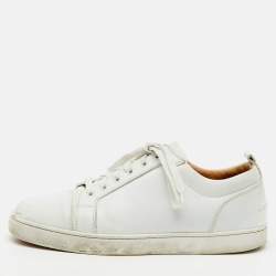 Christian Louboutin White Leather Louis Junior Low Top Sneakers Size 45