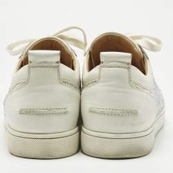 Christian Louboutin White Leather and Crystal Louis Low Top Sneakers Size 43
