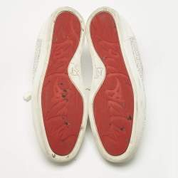 Christian Louboutin White Leather and Crystal Louis Low Top Sneakers Size 43
