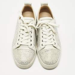 Christian Louboutin White Leather and Crystal Louis Low Top Sneakers Size 43
