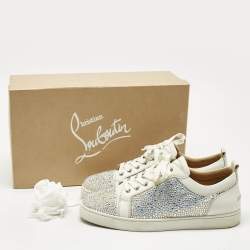 Christian Louboutin White Leather and Crystal Louis Low Top Sneakers Size 43