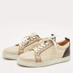 Christian Louboutin Multicolor Woven Fabric and Leather Junior Orlato Sneakers Size 40.5