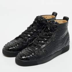 Christian Louboutin Black Python Louis Orlato Sneakers Size 43