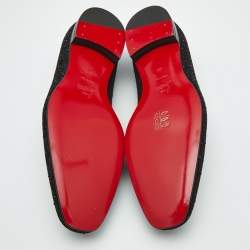 Christian Louboutin Black Suede Crystal Embellished Dandelion Smoking Slippers Size 44