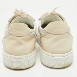 Pre Owned Christian Louboutin White/Cream Croc Embossed Leather Vieirissima Sneakers Size 40
