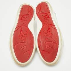 Pre Owned Christian Louboutin White/Cream Croc Embossed Leather Vieirissima Sneakers Size 40