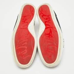 Pre Owned Christian Louboutin Navy Blue/Gold Fabric Rantulow Sneakers Size 43