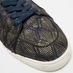 Pre Owned Christian Louboutin Navy Blue/Gold Fabric Rantulow Sneakers Size 43