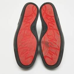 Pre Owned Christian Louboutin Black Leather and Suede Lou Oui Sneakers Size 44