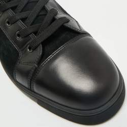 Pre Owned Christian Louboutin Black Leather and Suede Lou Oui Sneakers Size 44