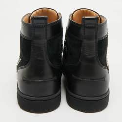 Pre Owned Christian Louboutin Black Leather and Suede Lou Oui Sneakers Size 44