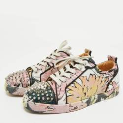 Pre Owned Christian Louboutin Multicolor Floral Fabric Fun Louis Junior Spike Sneakers Size 43