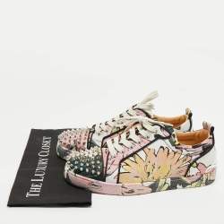 Pre Owned Christian Louboutin Multicolor Floral Fabric Fun Louis Junior Spike Sneakers Size 43