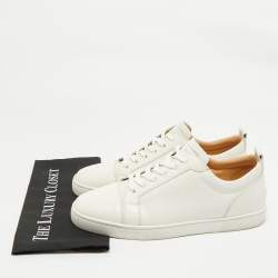 Pre Owned Christian Louboutin White Leather Louis Junior Sneakers Size 46