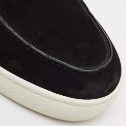 Pre Owned Christian Louboutin Black Suede Varsiboat Slip On Sneakers Size 45.5