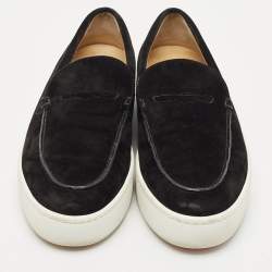 Pre Owned Christian Louboutin Black Suede Varsiboat Slip On Sneakers Size 45.5