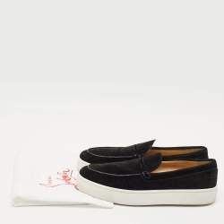 Pre Owned Christian Louboutin Black Suede Varsiboat Slip On Sneakers Size 45.5