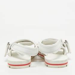 Pre Owned Christian Louboutin White Neoprene and Rubber Studs Slingback Sandals Size 40