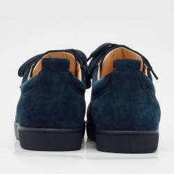 مملوكة مسبقًا Christian Louboutin Navy Blue Suede Louis Junior Spikes Sneakers Size 45