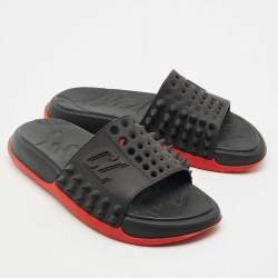 Pre Owned Christian Louboutin Black Rubber Take It Easy Slide Sandals Size 45