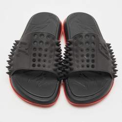 Pre Owned Christian Louboutin Black Rubber Take It Easy Slide Sandals Size 45