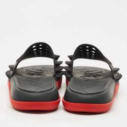 Pre Owned Christian Louboutin Black Rubber Take It Easy Slide Sandals Size 45