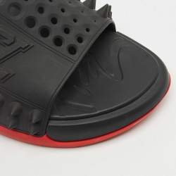 Pre Owned Christian Louboutin Black Rubber Take It Easy Slide Sandals Size 45
