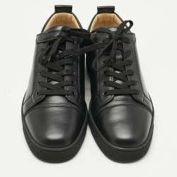 Pre Owned Christian Louboutin Black Leather Louis Junior Slip On Sneakers Size 43.5