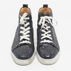 مملوكة مسبقًا Christian Louboutin Multicolor Leather And Glitter Orlato High Top Sneakers Size 42.5