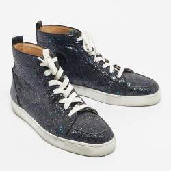 مملوكة مسبقًا Christian Louboutin Multicolor Leather And Glitter Orlato High Top Sneakers Size 42.5