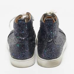 مملوكة مسبقًا Christian Louboutin Multicolor Leather And Glitter Orlato High Top Sneakers Size 42.5