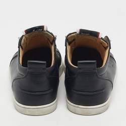 Pre Owned Christian Louboutin Black Leather F.A.V Slip-On Sneakers Size 42