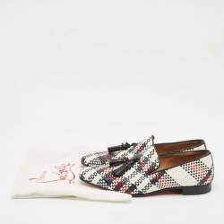 Pre Owned Christian Louboutin Multicolor Woven Leather Dandelion Tassel Slip On Loafers Size 42.5