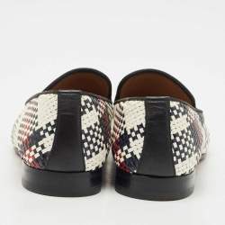 Pre Owned Christian Louboutin Multicolor Woven Leather Dandelion Tassel Slip On Loafers Size 42.5