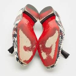 Pre Owned Christian Louboutin Multicolor Woven Leather Dandelion Tassel Slip On Loafers Size 42.5