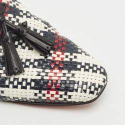 Pre Owned Christian Louboutin Multicolor Woven Leather Dandelion Tassel Slip On Loafers Size 42.5