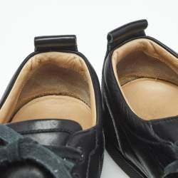 Pre Owned Christian Louboutin Black Leather Louis Junior Spikes Low-Top Sneakers Size 41.5